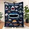 Multipurpose for Travel, Camping, Sofa - Coastal Style, Animal Theme PrintedShark Faces Flannel Throw Blanket