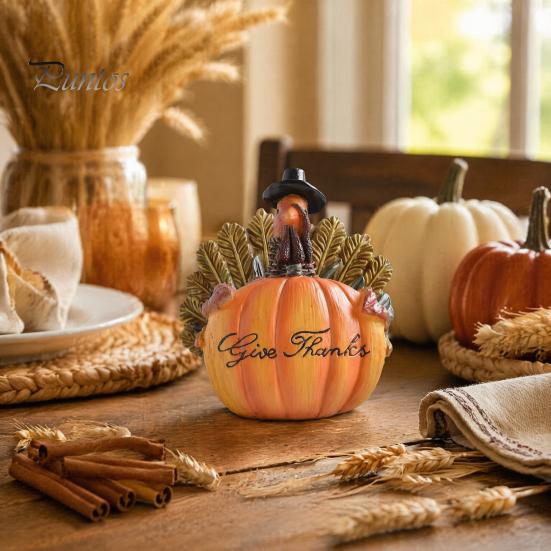 Autumn Harvest Home Decorations Figurine Ornament, Decorative Resin Statue, Turkey/Scarecrow/Pumpkin Collectibles for Halloween Tabletop Centerpiece