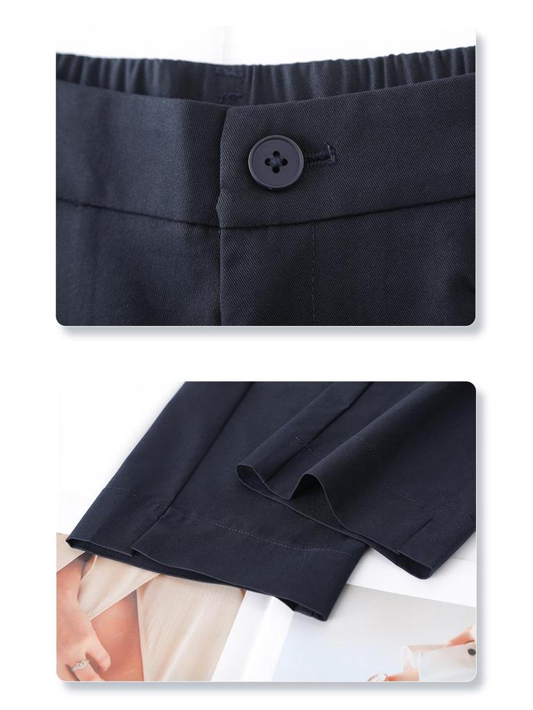 Women's Khaki High Waist Wide Leg Cropped Pants - Spring/Autumn 2025 Casual Slimming Trousers