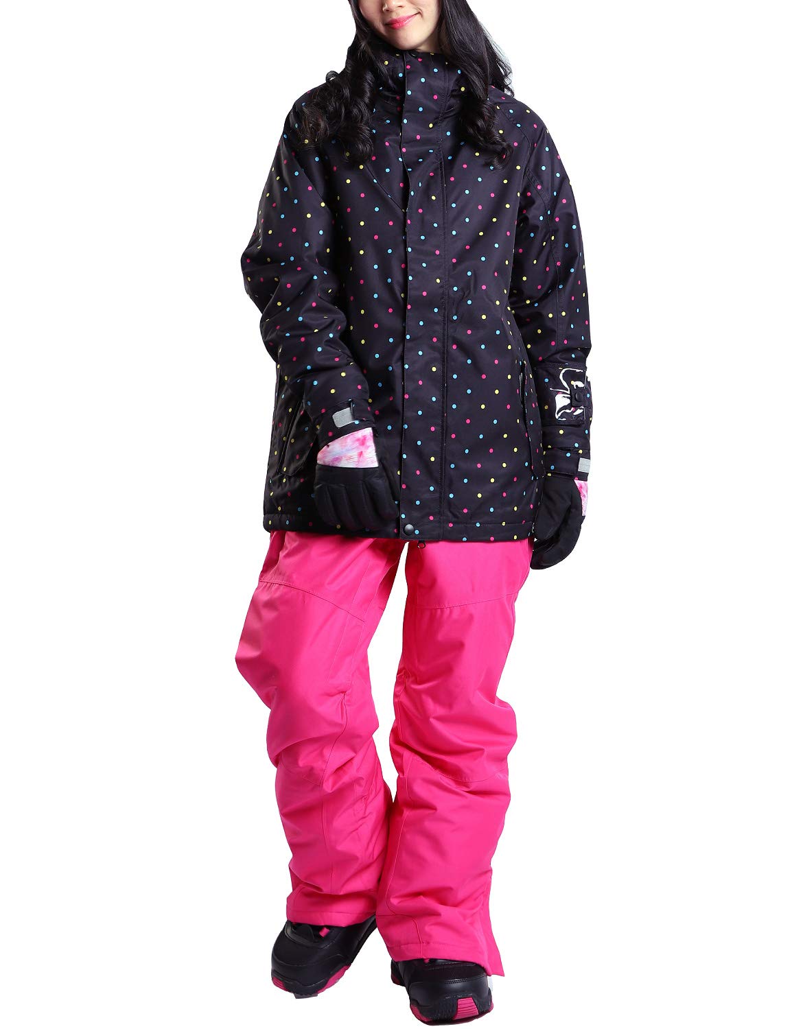 

VAXPOT Snowboarding Apparel Set and Resistance Breathability WS Size Women s (Top Bottoms) [Water 5000mm, 3000g, Water-Repellent] VA-2025 DT-MUL/PNK