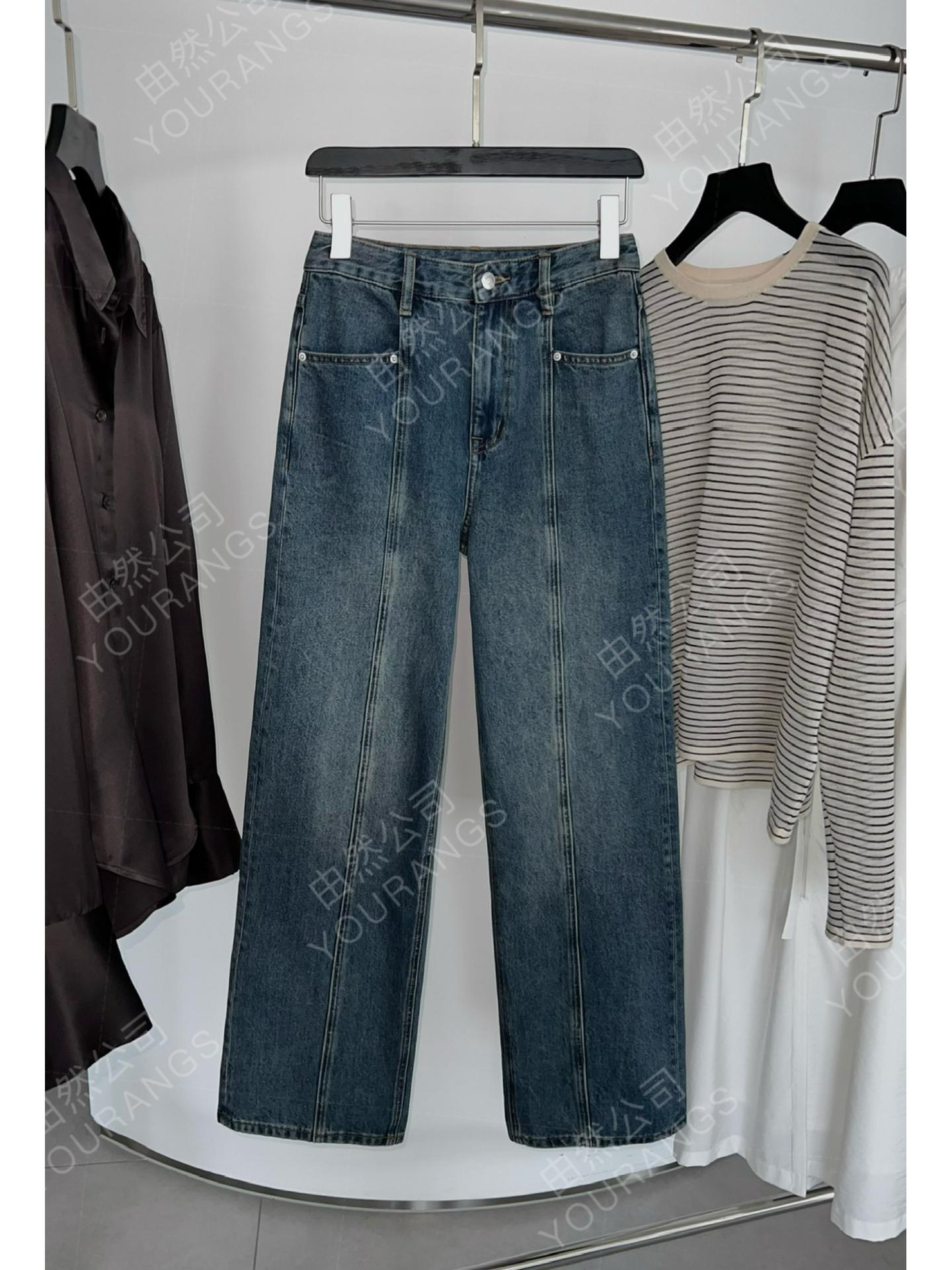 

26 Early Spring Straight-Leg Turkish Mercerized Cotton Wide-Leg Floor-Length Jeans 29