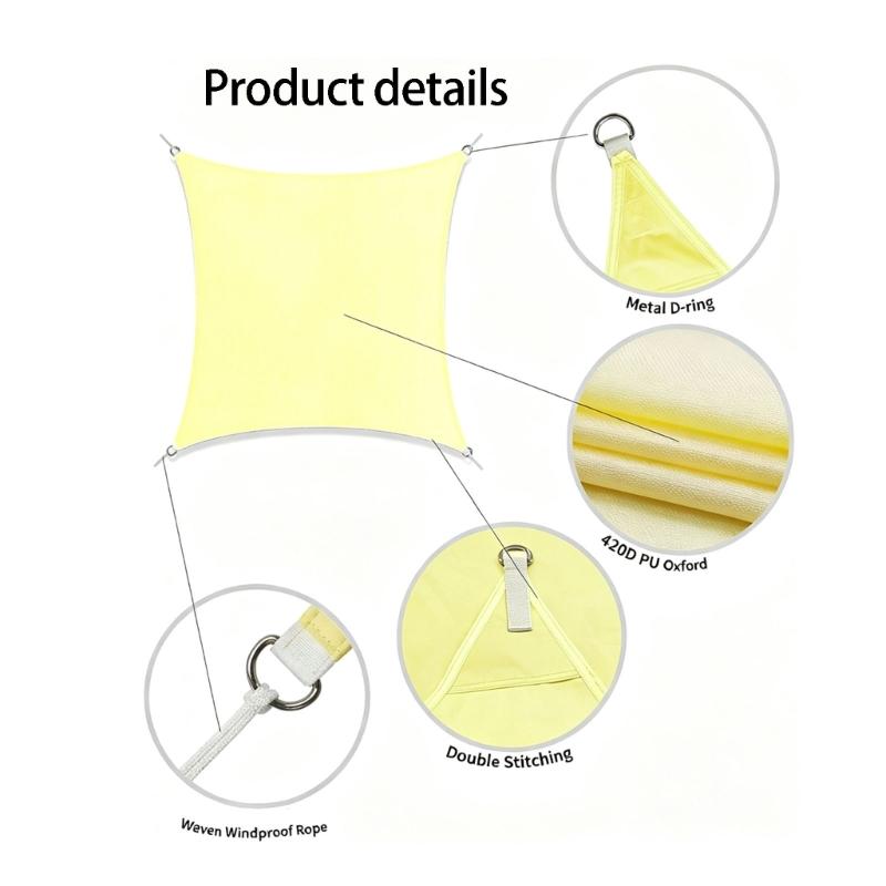 2x2cm/3x3cm Poolside Shade Cover for Backyard Porch and Garden Four Corner Panel with Rope Set and Storage Bag Included