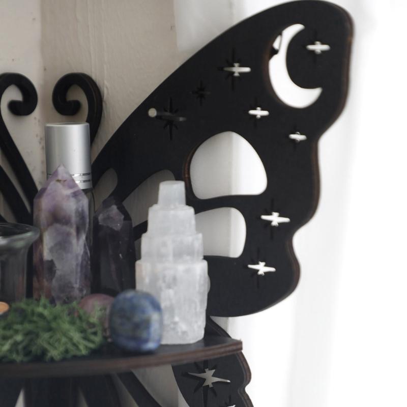 Butterfly Shaped Decorative Stand Fashionable Wall Shelf with Large Capacity Wood Jewelry and Perfumes Storage Rack