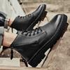 Men Outdoor Thick Bottom Round Head Waterproof Ankle Boots Fashion Non-Slip Leather Men's High Boots All-match Motorcycle Boots