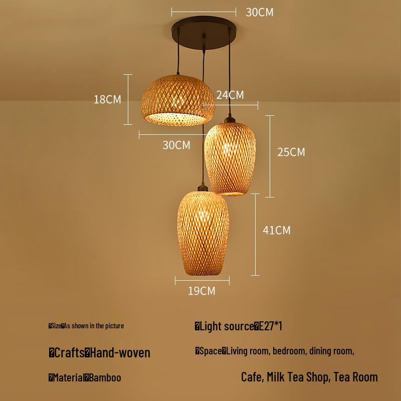 A8L Bamboo Pendant Lamp: New Chinese Zen Style, Rattan Woven Design, Ideal for Tea Rooms, Dining Areas & Teahouses with Japanese Antique Touch.