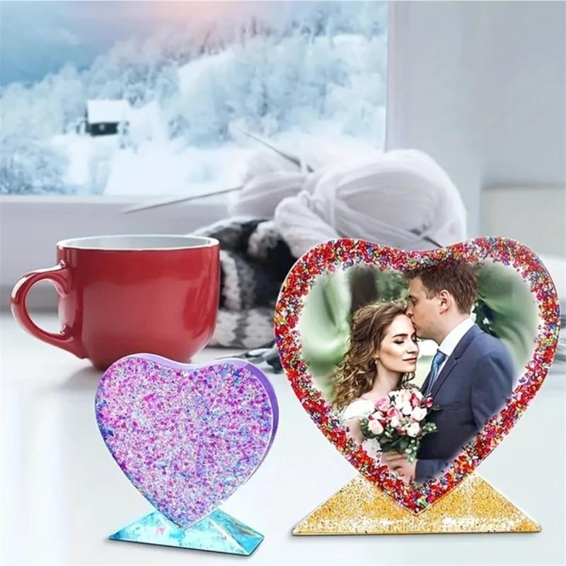 1/2PCS Creative Love Photo Frame Silicone Mold – Dual Sizes, Heart-Shaped Epoxy Resin Mold for DIY Picture Crafts
