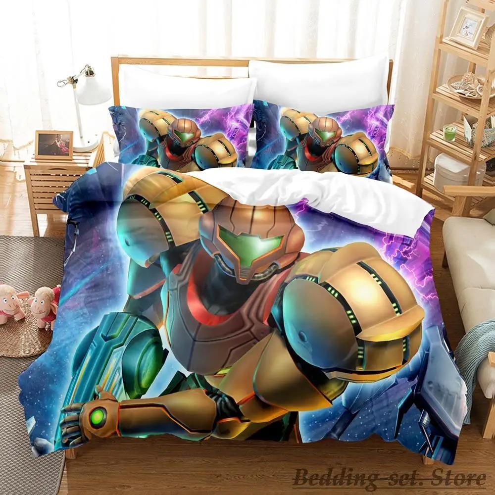 Metroid Prime Bettwäscheset Einzelbett Twin Full Queen King Size Bettset Erwachsener Kind Schlafzimmer Bettbezugsets Spiel parure de lit Bett