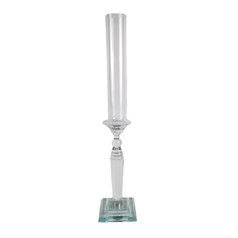 Crystal Single-Head Candlestick for Wedding and Event Decor - High Glass Tube Candle Holder