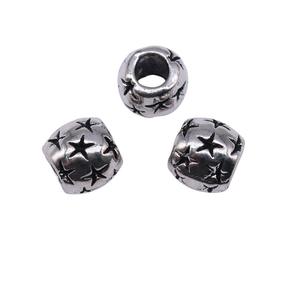 Vintage Floral Pattern Cylinder Beads Antique Style Large Hole Spacers For DIY