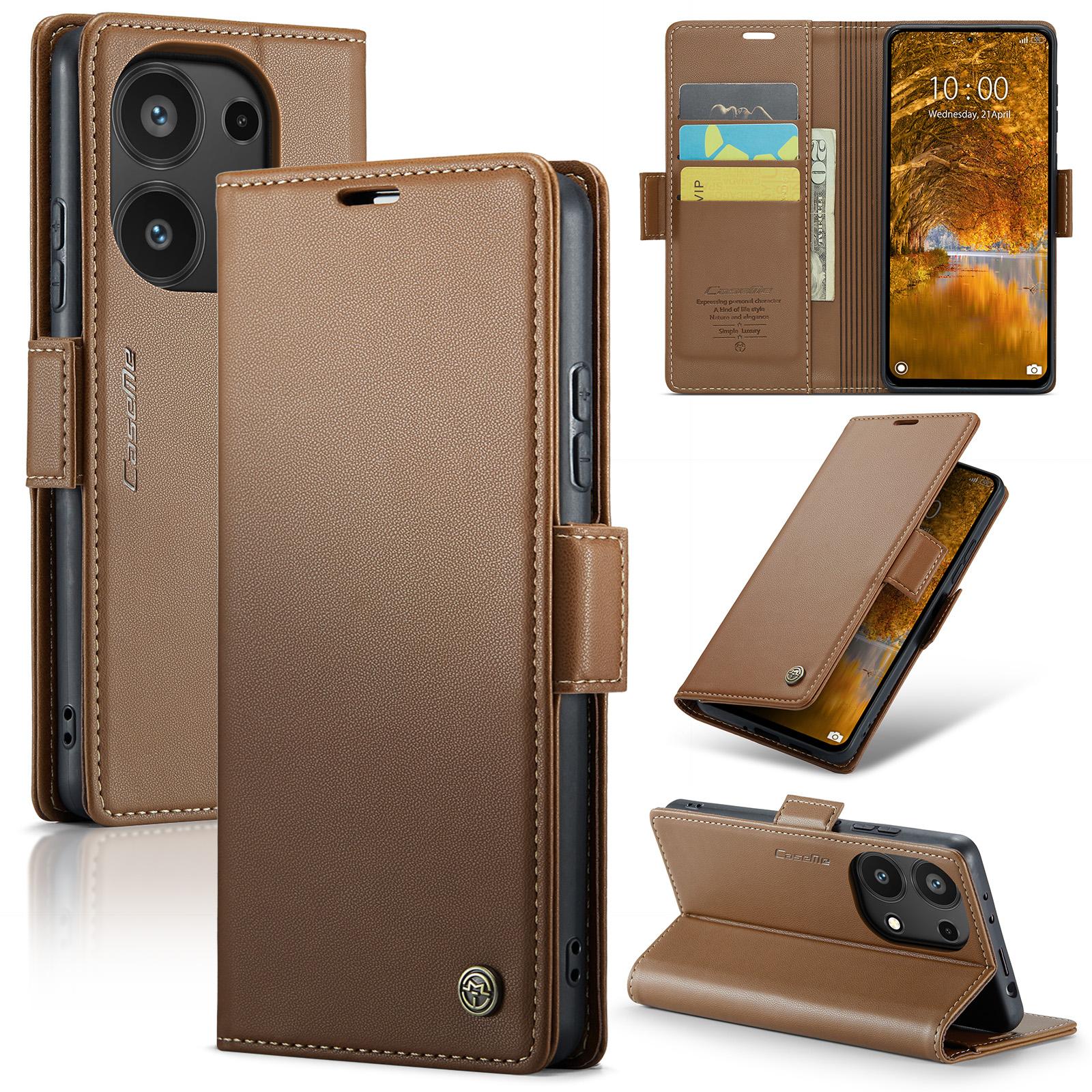 

For Xiaomi Redmi Note 13 Pro 4G Case CASEME 023 Series RFID Blocking Leather Wallet Stand Phone Cover C