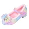 Girls' 2025 Korean Style Princess High Heel Leather Shoes with Colorful Sequins