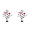 LED Vintage Glowing Tree W/ Cardinals Artificial Birch Lighting With Red Berry & Bird Parrots Twinkle Tree Lamp Xmas Party Decor