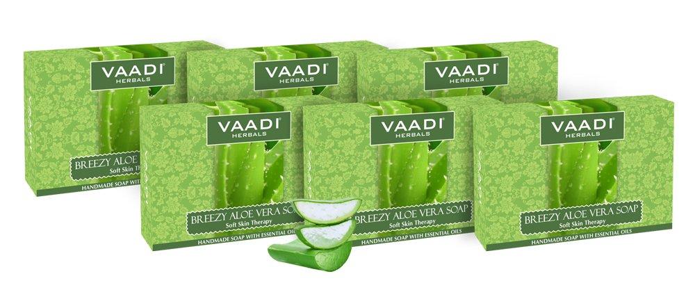Vaadi Herbals Super Breezy Aloe Vera Soap, 75G (Pack Of 6)
