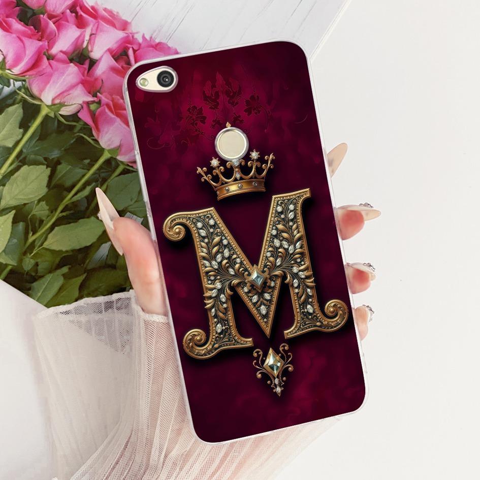 For Huawei P8 P9 Lite 2017 Case PRA-TL10 Luxury Initial Letter Soft Silicone Cover For Honor 8 Lite PRA-LX1 Nova Lite 2017 Shell