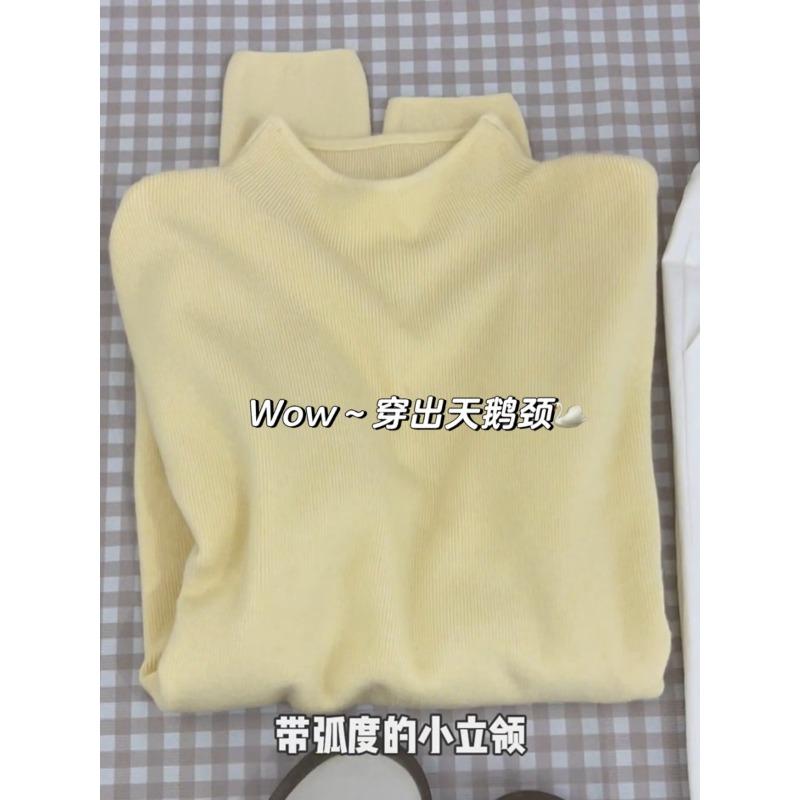 Soft waxy small stand-up collar simple inner top versatile sweater spring basic knitted bottoming shirt women