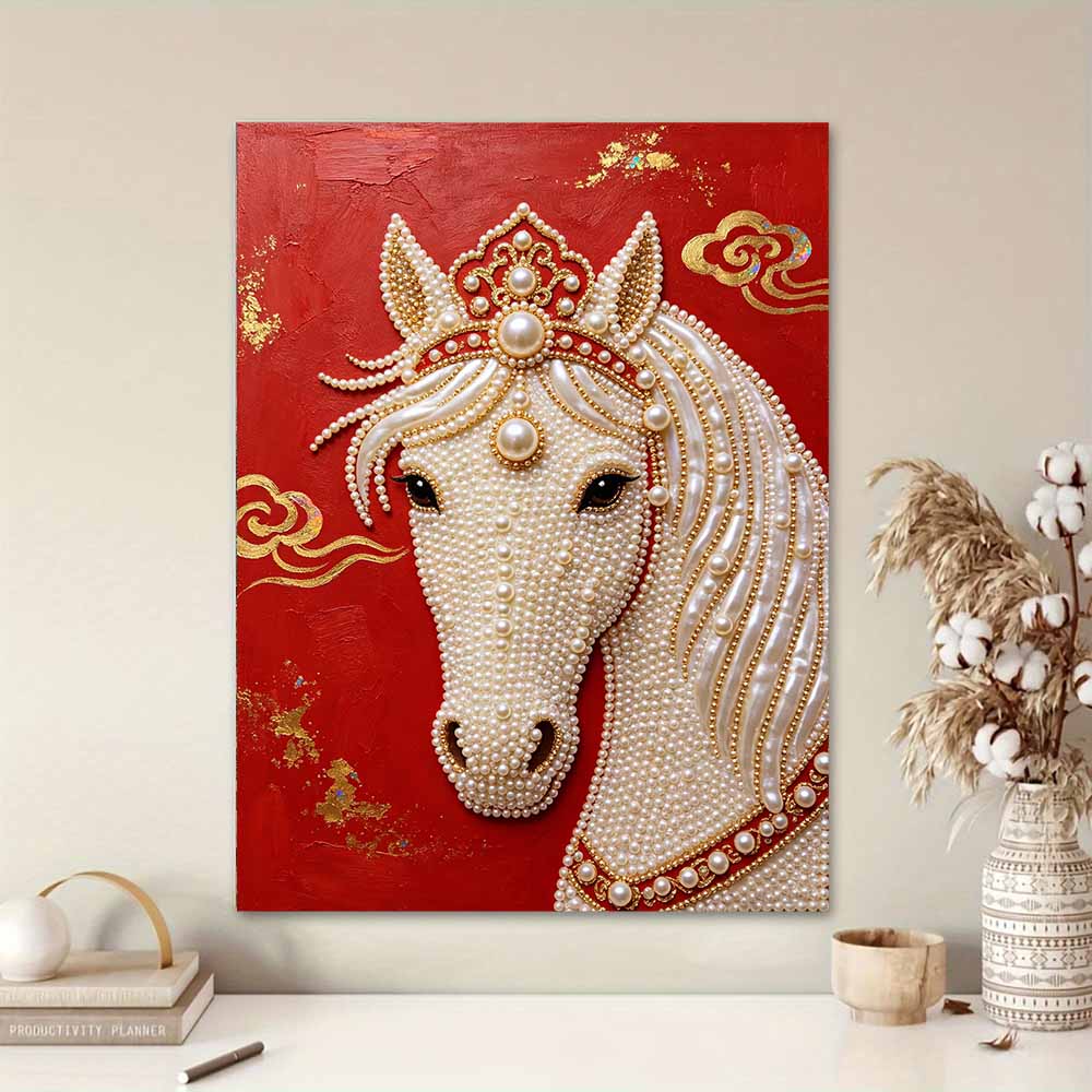 DIY Pearl Embroidery Diamond Painting Kit Majestic Horse Sparkling Beads Art Craft Handmade Decoration Gift for Home