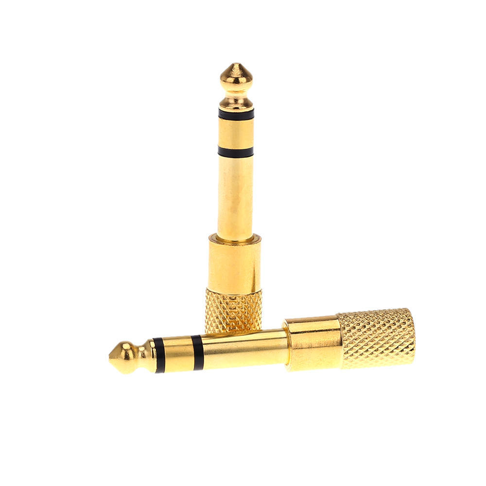 Pair of Audio Jack Adapter Convertor Stereo Plug Socket for Electric Guitars Microphone Headphone 6.35mm Male 3.5mm