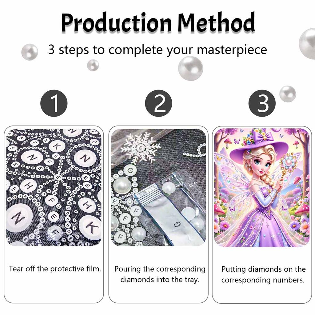Disney Fairy Princess Pearl Painting Handmade DIY Pearl Art Painting Simple Living Room Hanging Painting Decoration