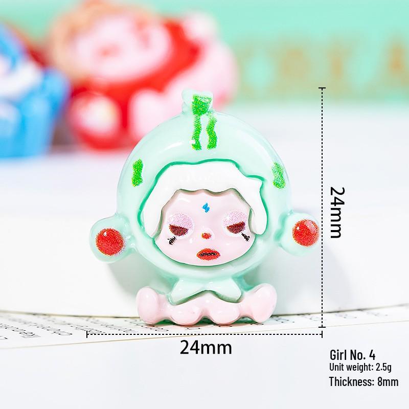 Cartoon Girl Resin Accessories: Cute Sitting Pose DIY Phone Case, Keychain, and Headwear Components