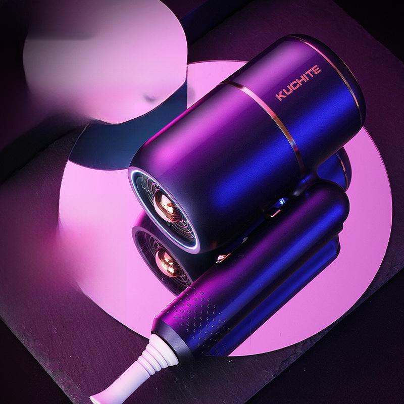 Foldable High-Power Hair Dryer with Hot/Cold Options and Blue Light for Home and Salon Use
