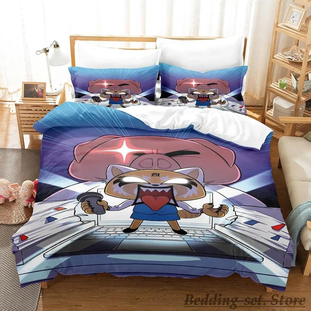 Aggretsuko Bedding Set Single Twin Full Queen King Size Bed Set Aldult Kid Bedroom Duvetcover Sets Anime Parure De Lit Bed