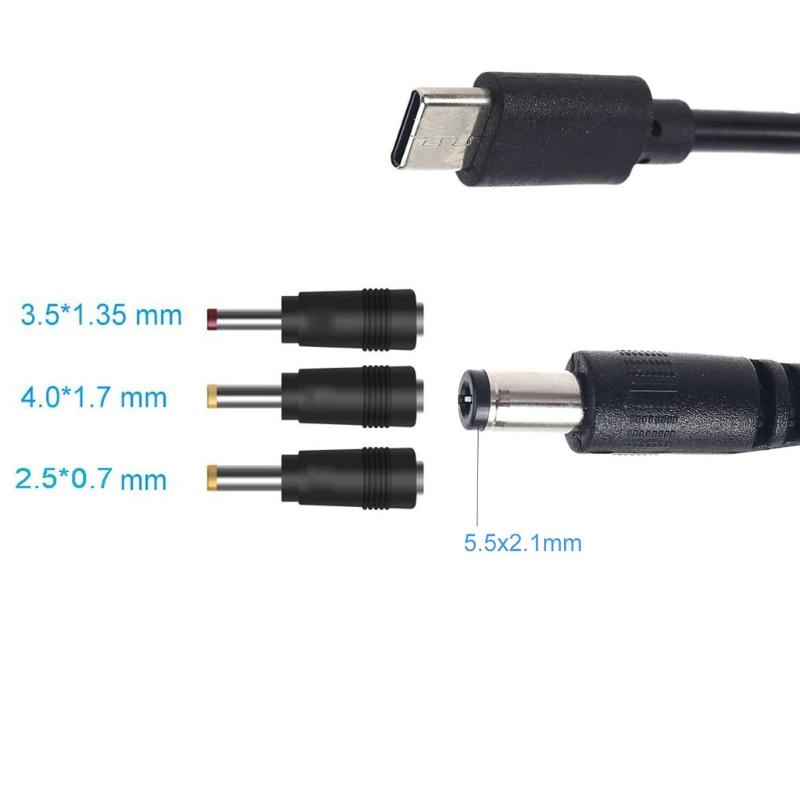 Type C USB C to 2.5x0.7mm,3.5x1.35mm,4.0x1.7mm,5.5x2.1mm 5V 9V 12V 15V 20V Adjust Voltages Power Cable for Routers LED