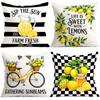 1/4pcs Plaid Striped Farm Lemon Pattern Cushions Pillowcase Polyester Cushion Cover Throw Pillow Pillowcover Home Car Sofa Decor