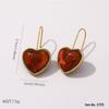 Vintage Amber Gradient Flower & Heart Stainless Steel Stud Earrings with Sun Pattern
