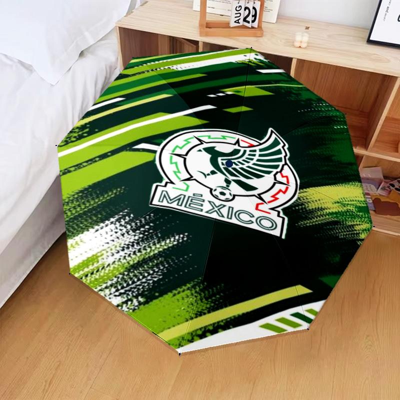 Mexico Football Emblem Umbrella Folding Umbrella, Automatic Umbrella 8-Frame for Travel, Camping Use Gift for Halloween Christmas