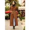Belted Full Length Hijab Suede Trench Coat