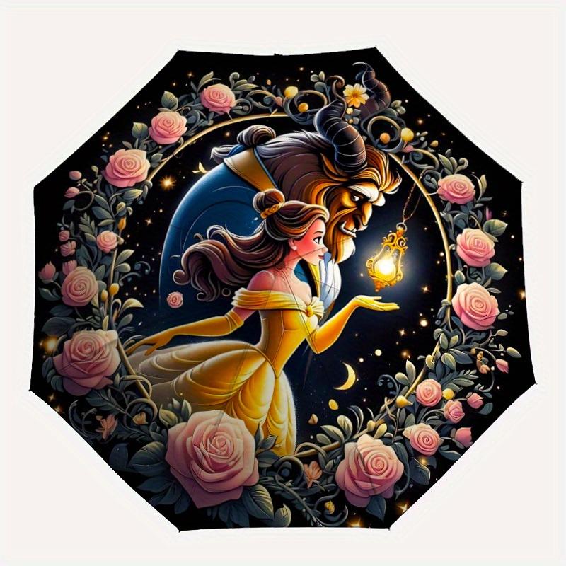 

1pc Beauty and the Beast Automatic Opening/closing Umbrella , Foldable Sunshade, Perfect Gift for Friends, Durable Plastic Handle yy250804019