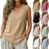 Women's Fashionable Casual Plain Sleeveless V-Neck T-Shirt