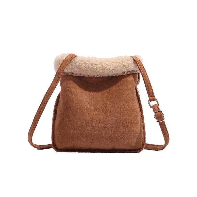 Milad Lamb Wool Phone Bag Niche Korean Retro Simple Autumn Winter High-Value Single Shoulder Crossbody Small Bag for Women