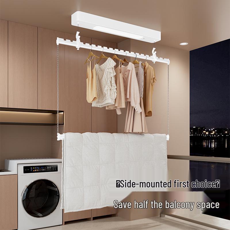 Smart Remote-Controlled Double-Layer Electric Clothes Drying Rack for Balcony Single Rod 0.9m Electric Clothes Rack