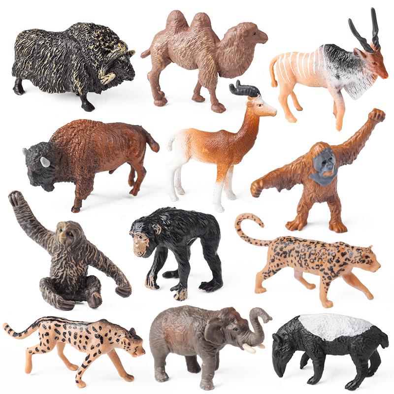 Oenux Small Farm Wild Animal Model Lion Tiger Sheep Pig Dog Action Figures PVC Lovely Miniature Playset Education Kid Toys Gift