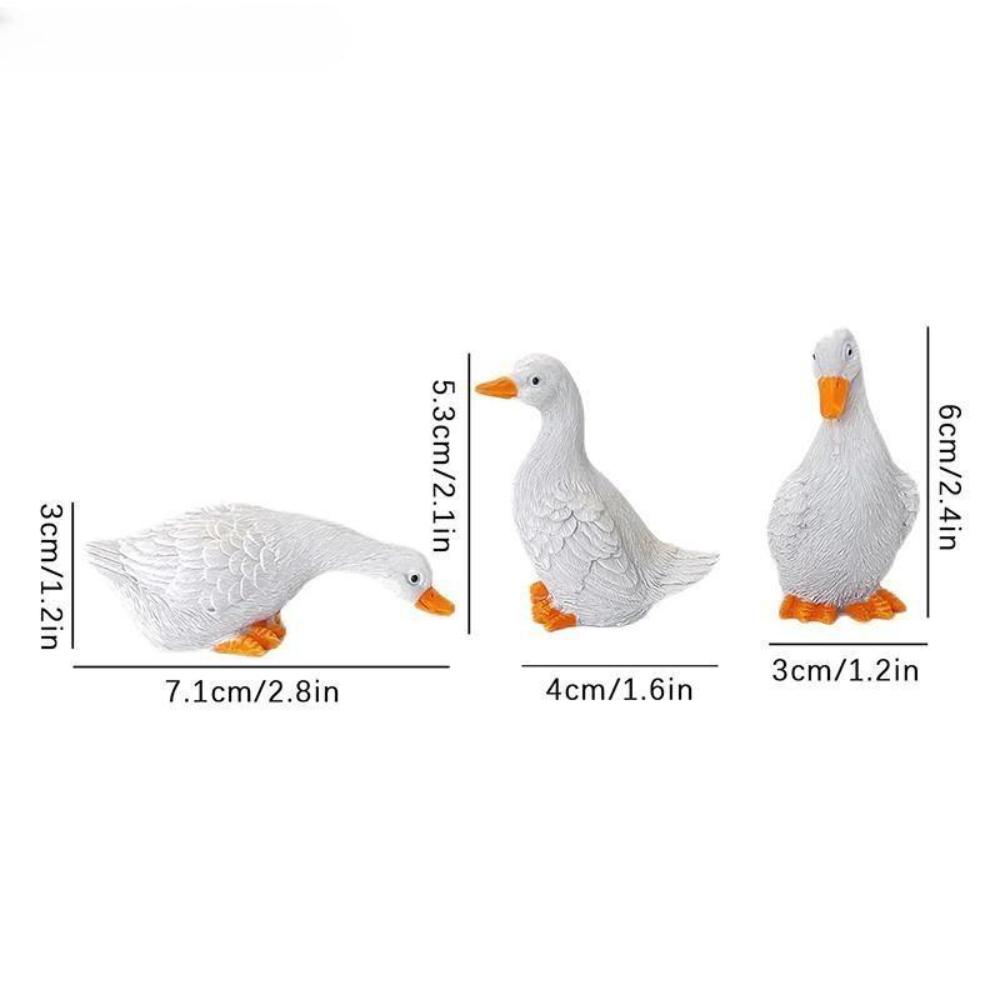 3Pcs Realistic Design Goose Figurines Mini Goose Statues New Duck Figurines Garden Decor 3Pcs