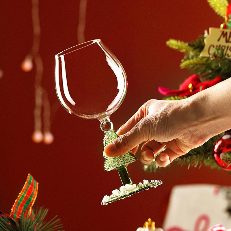 Beverage Drinking Cup for Party Use Glass Cup Elegant with Mini Scarf Christmas Gift Stemwares Wine Glass High Stemmed 1/2pcs