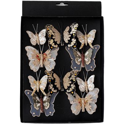 Holiday Decor Butterfly Ornaments Christmas Decoration Artificial Butterfly Lightweight Hanging Realistic Feather Texture