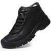 Mens Winter Warm Faux Fur Lined Leather Snow Boots Slip Resistant High Top Casual Martin