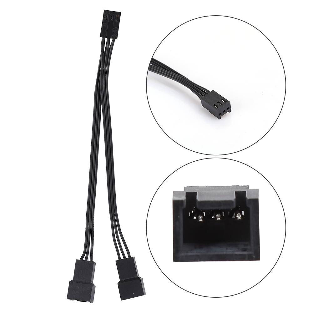5Pcs 3Pin 1 To 2 Extension Cable Splitter CPU Chassis Fan Sleeve Adapter Power Line