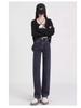Women's 2025 High-Waist Plush Jeans - Small Size, Wide-Leg, Narrow Straight, Autumn/Winter Style