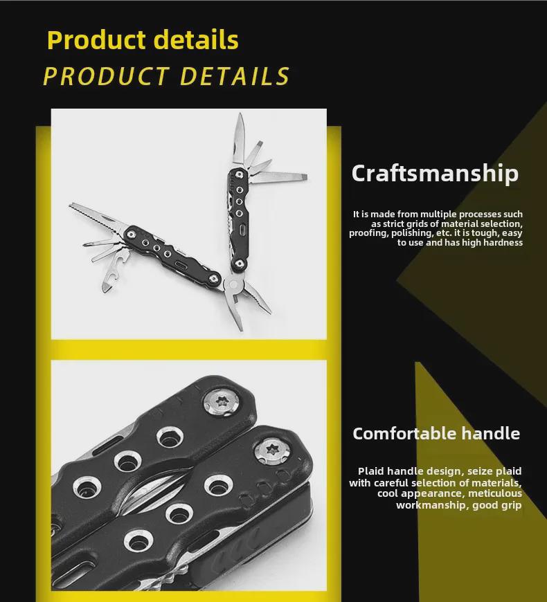 Stainless Steel Multi-Function Folding Pliers with Knife - Outdoor Portable Self-Defense Tool