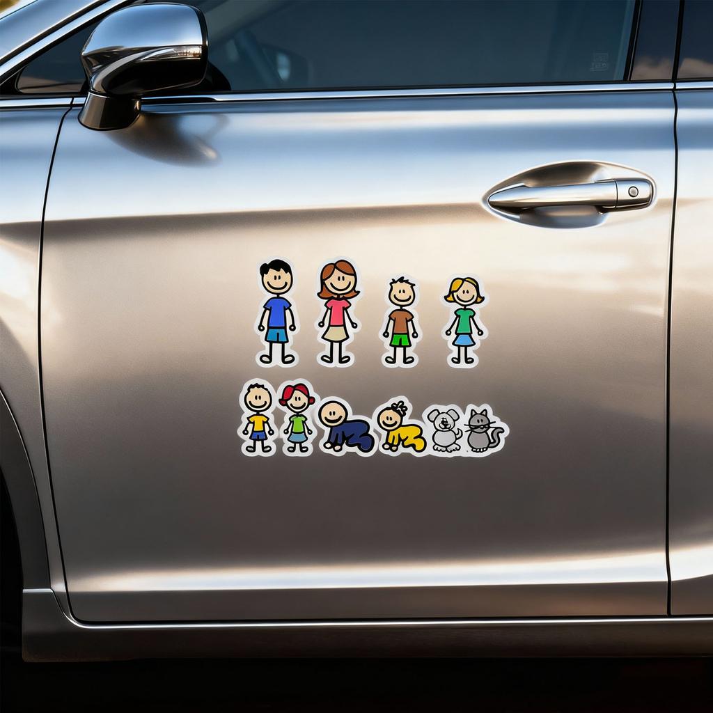 Familien-Themen-Fahrzeugaufkleber Für Auto Heckdekoration Wasserdichtes PVC ohne Rückstände Lustiges Muster von Familienmitgliedern
