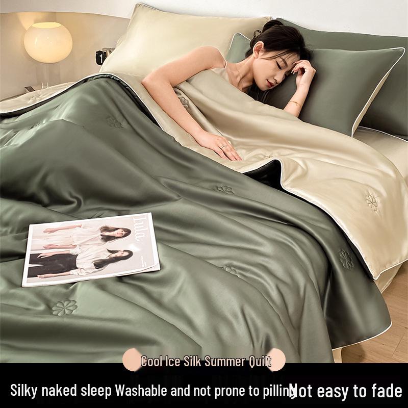 Sommerdecke aus Eisseide: Vierteiliges Set, Dünn & Atmungsaktiv, Einzel-/Doppelbett, Maschinenwaschbar