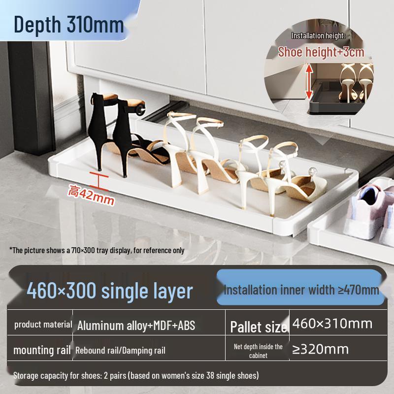 Shoe Cabinet with Kick Drawer and Slide Rail for Hallway