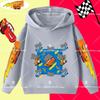Felpa con cappuccio per bambini e ragazzi, stampa divertente di Saetta McQueen, autunno e inverno, moda casual, calda, felpa da studente