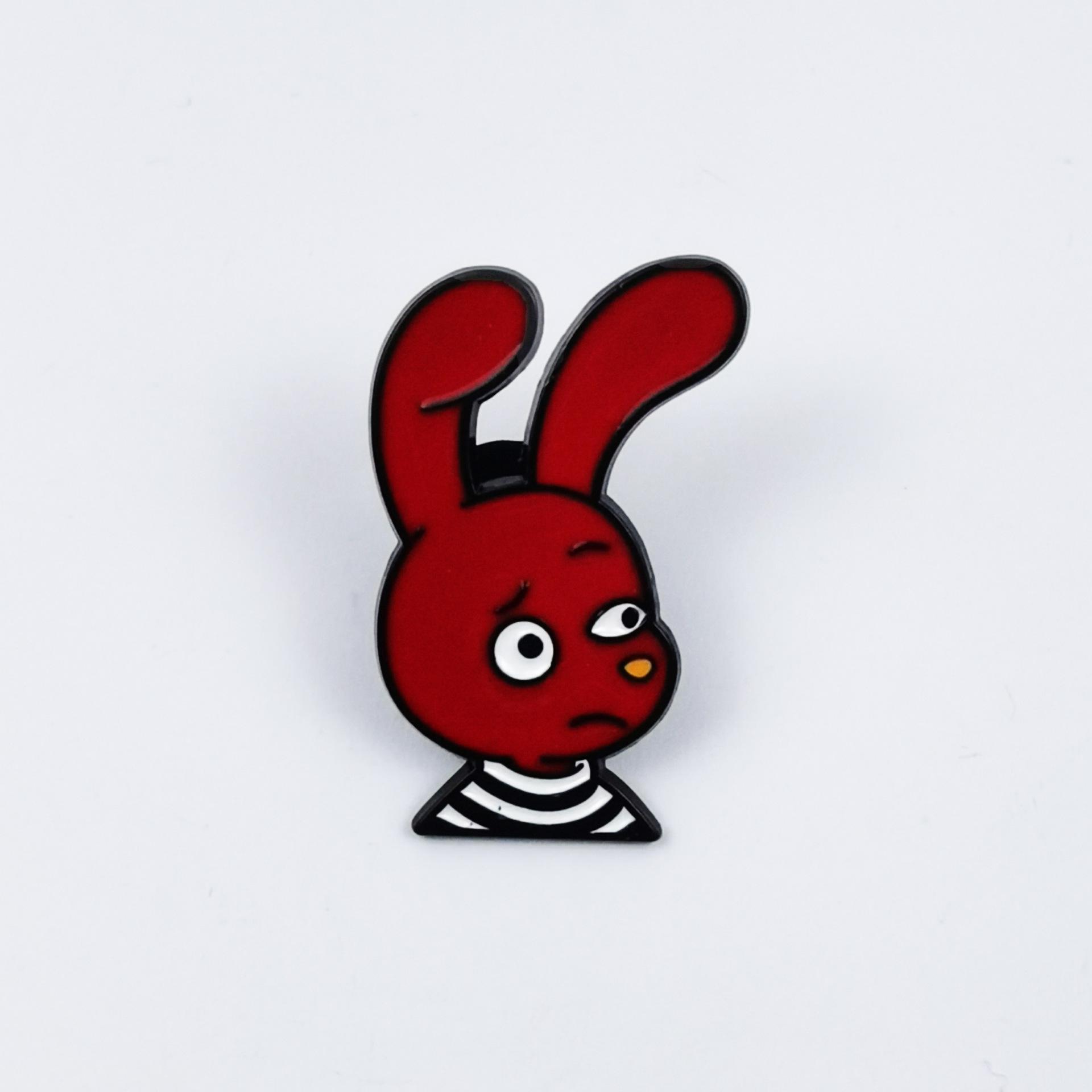 Red Cartoon Rabbit Brooch: Cute Animation Accessory Badge