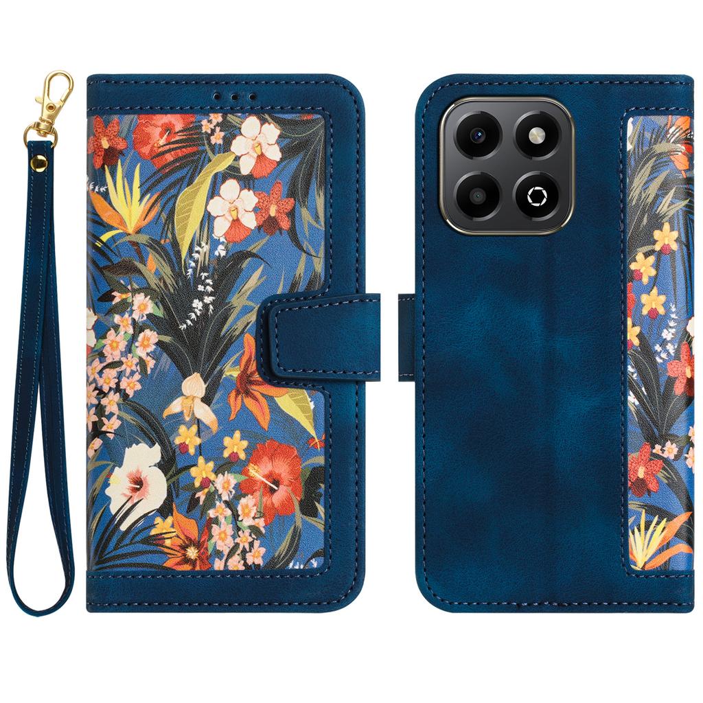 For Honor X6b 4G Case PU Leather Floral Phone Cover with Card Slots
