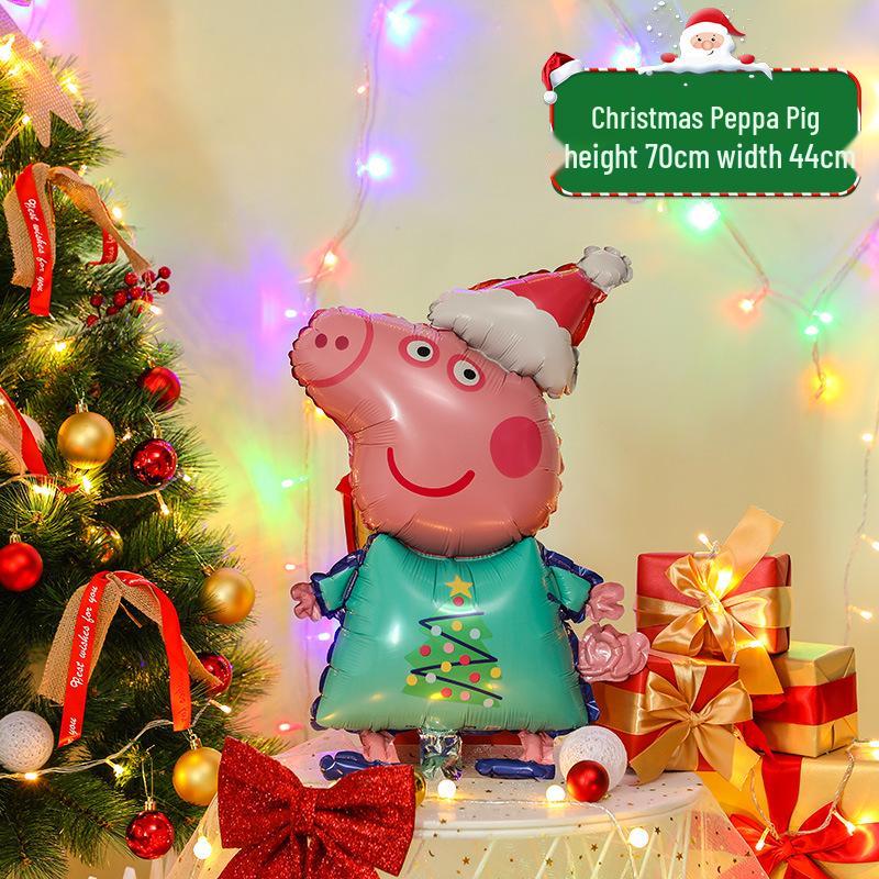 Santa Claus Christmas Decoration Balloons with Sticks and Small Gift Headbands for Kindergarten and Mall Scenes