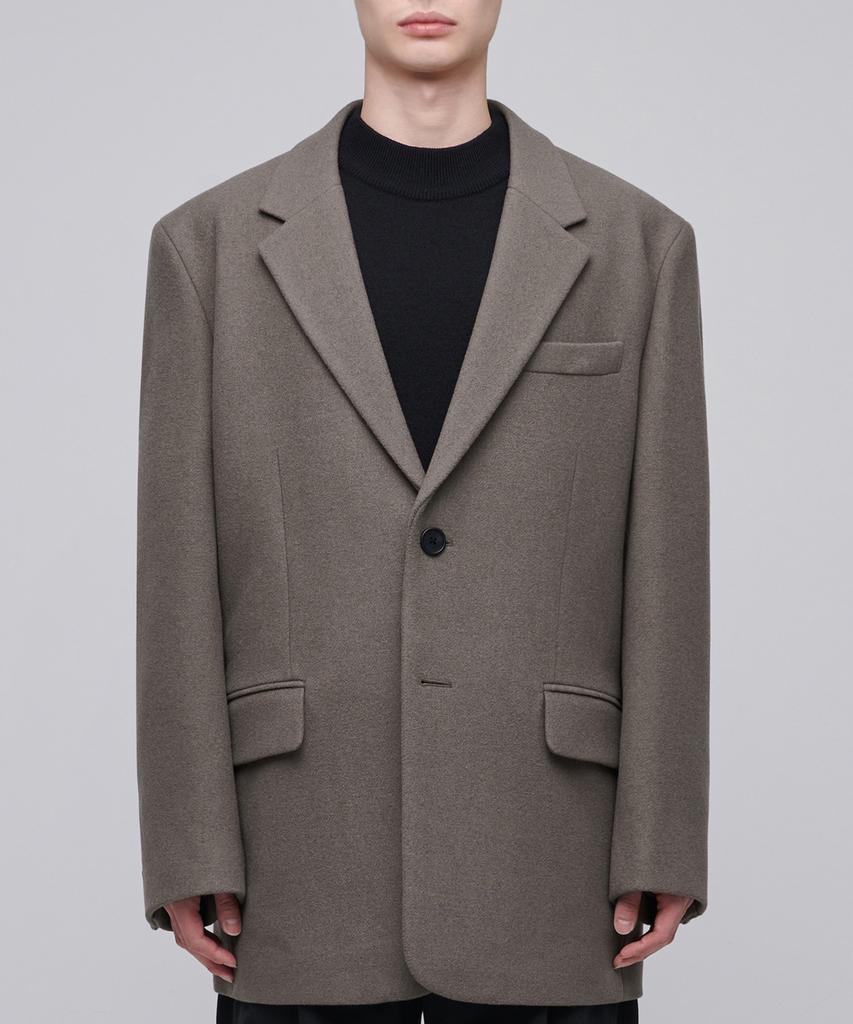 Musinsa Standard Wool Blend Melton Daddy Shoulder Oversized Blazer [Dusty Beige]